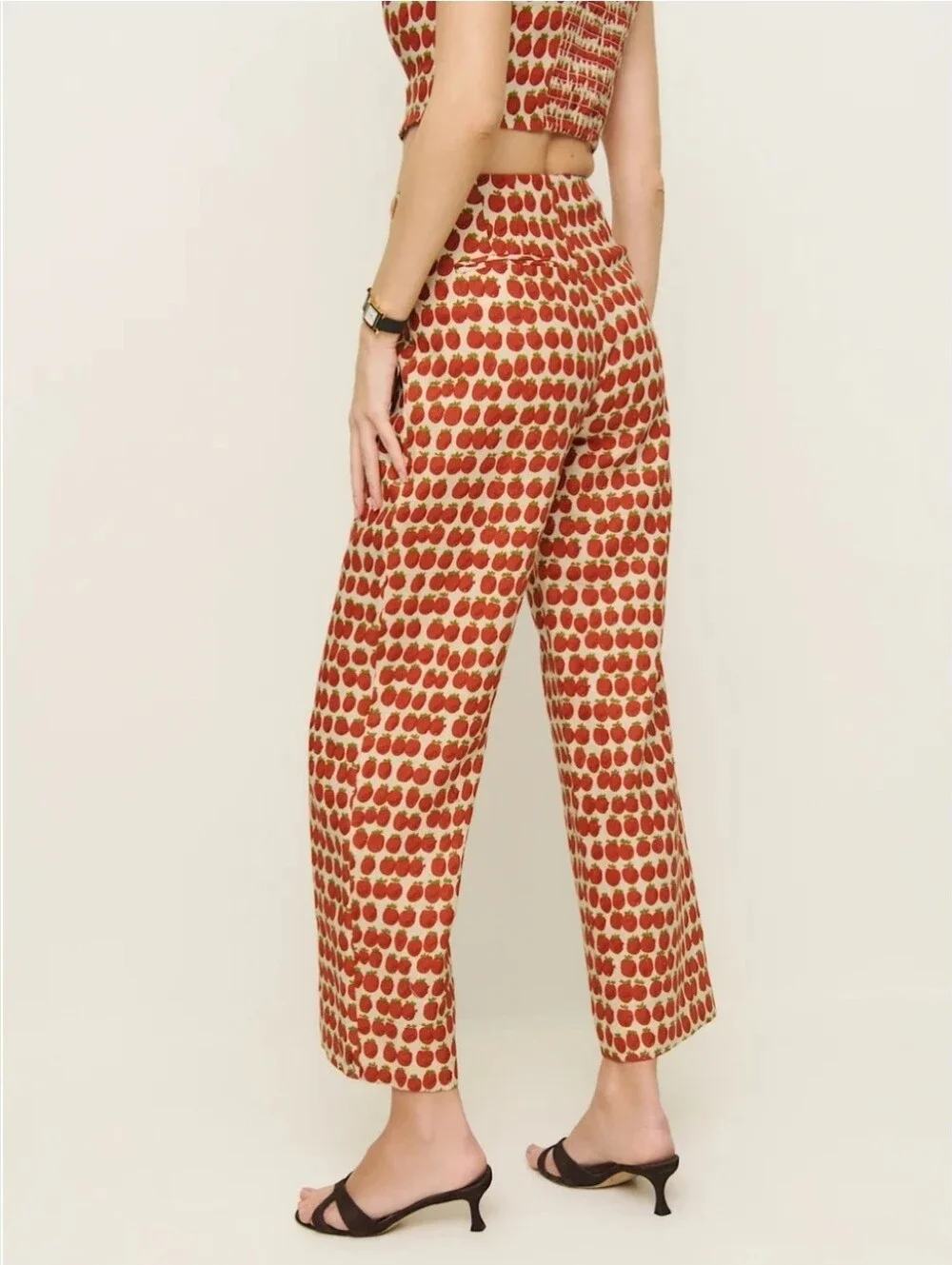 Reformation Joni 100% Linen Cropped Tomato Pant - Size 6